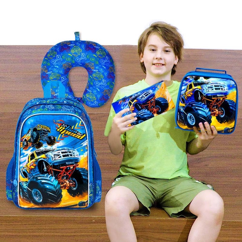 UFNDC 5PCS Kids Suitcase Set for Boys, Car Rolling Luggage with Wheels, Travel Carry on for Children Toddler Elementary - Image 3